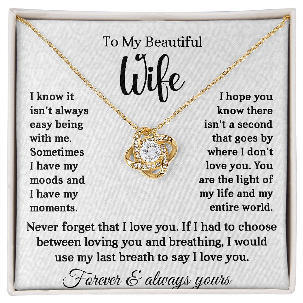 To My Beautiful Wife - Never Forget I Love You (Love Knot Necklace)