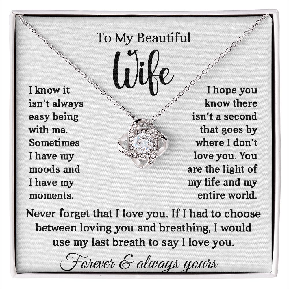 To My Beautiful Wife - Never Forget I Love You (Love Knot Necklace)