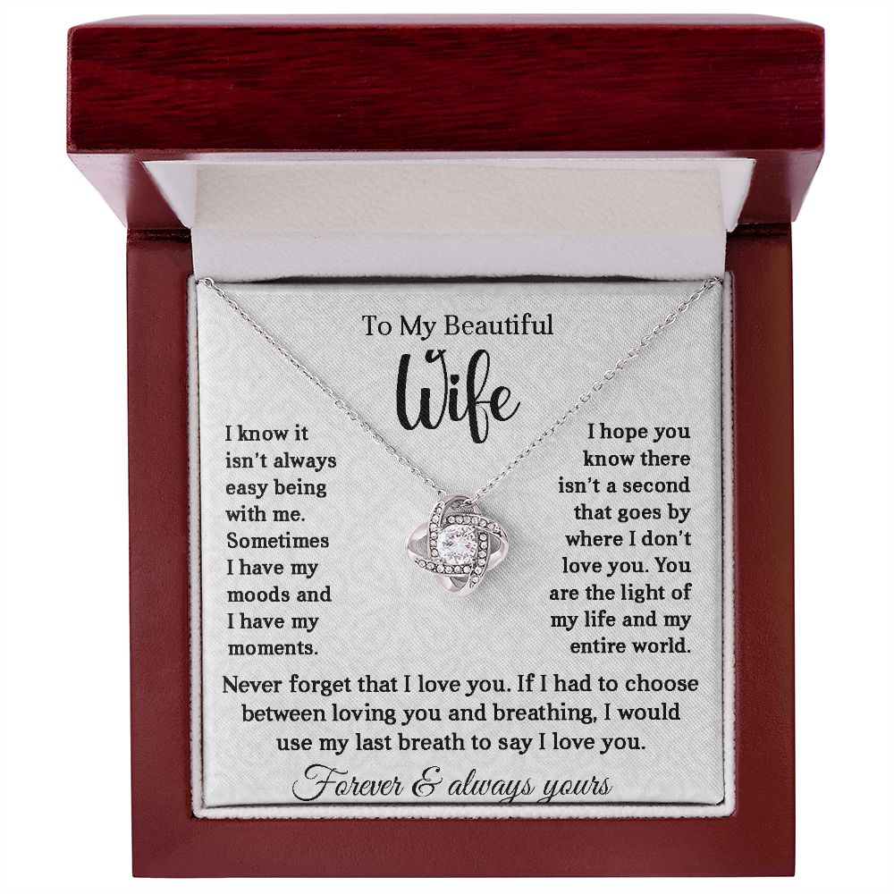 To My Beautiful Wife - Never Forget I Love You (Love Knot Necklace)